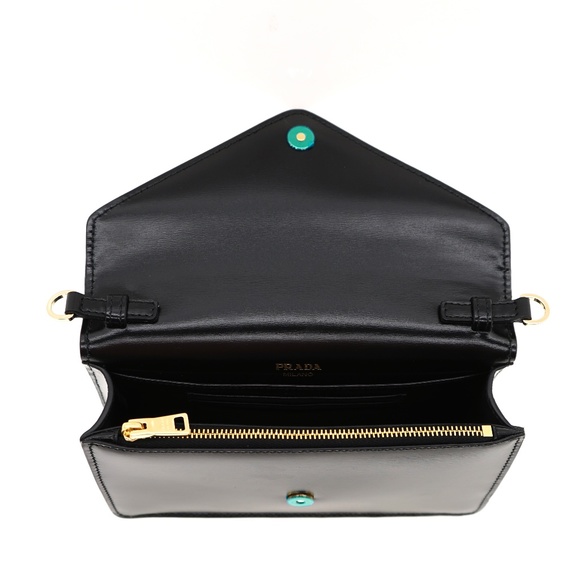 Prada Chain Crossbody 2Way Black Leather 1BD350 New - Picture 5 of 7